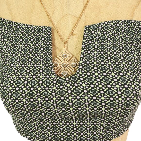 Free People Lucky Now Brami Crop Top XS Off Shoulder Black Combo NWT B92 - Picture 7 of 7